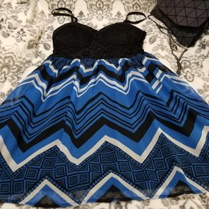 Chevron Dress with Lace and Adjustable Straps